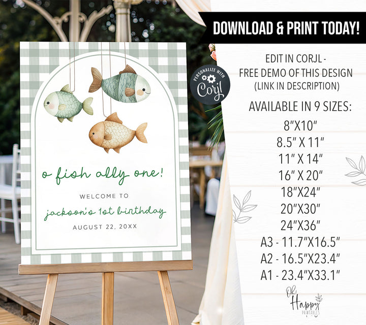 O-Fish-Ally One Gingham Welcome Sign