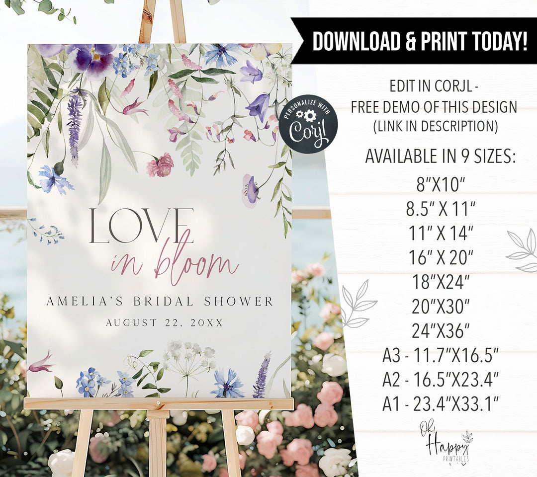 Purple Love In Bloom Welcome Sign