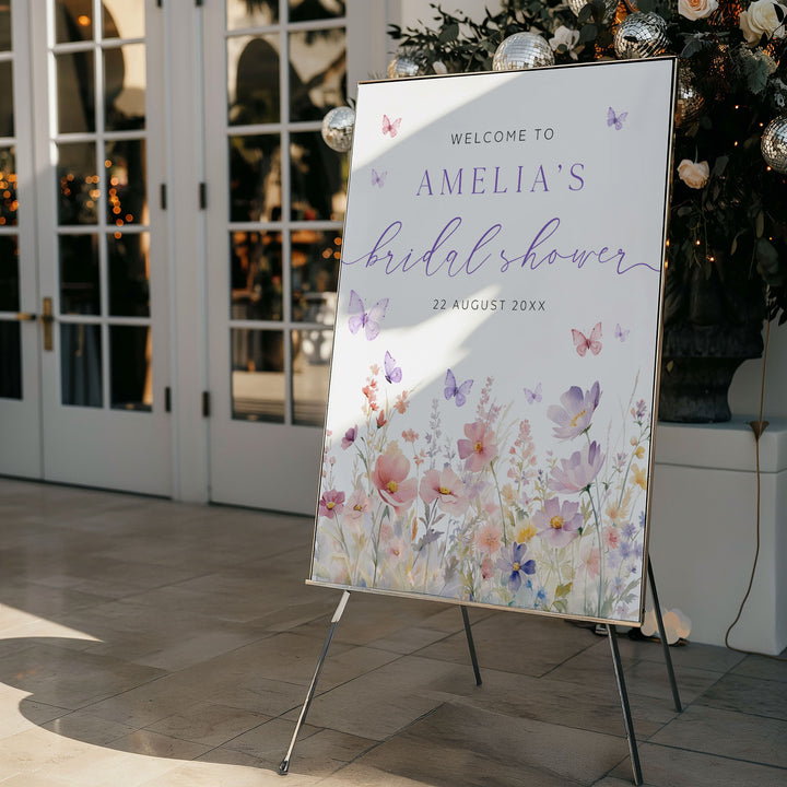 Watercolour Floral Lifetime Of Butterflies Welcome Sign