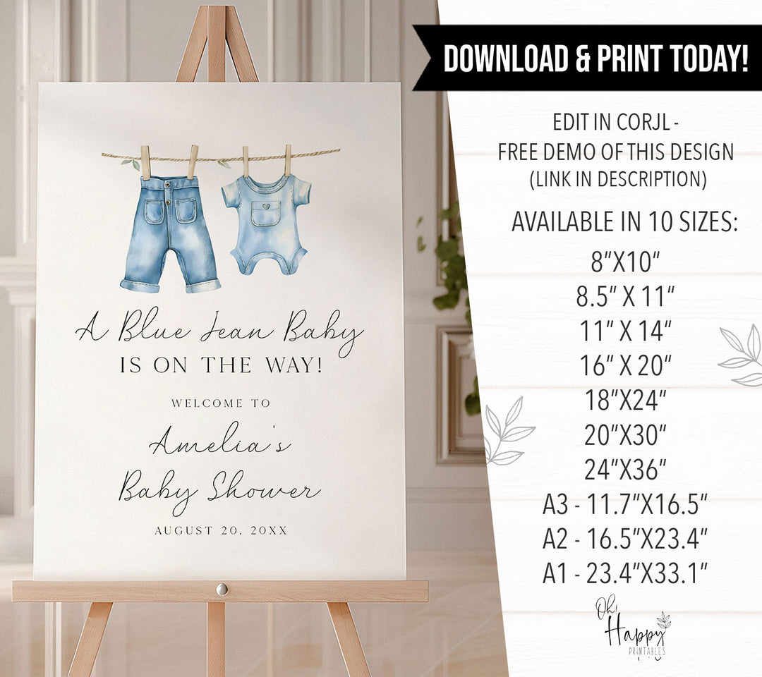 Blue Jean Baby Simple Welcome Sign