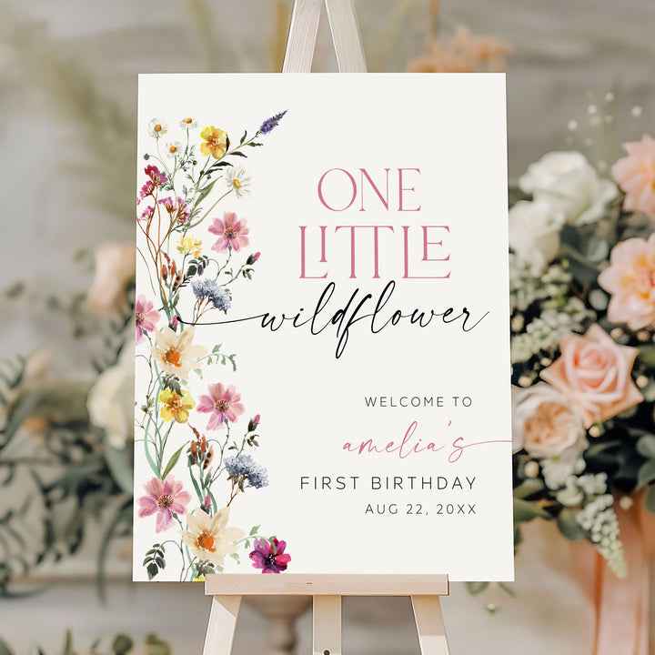 1st Birthday Little Wildflower Welcome Sign