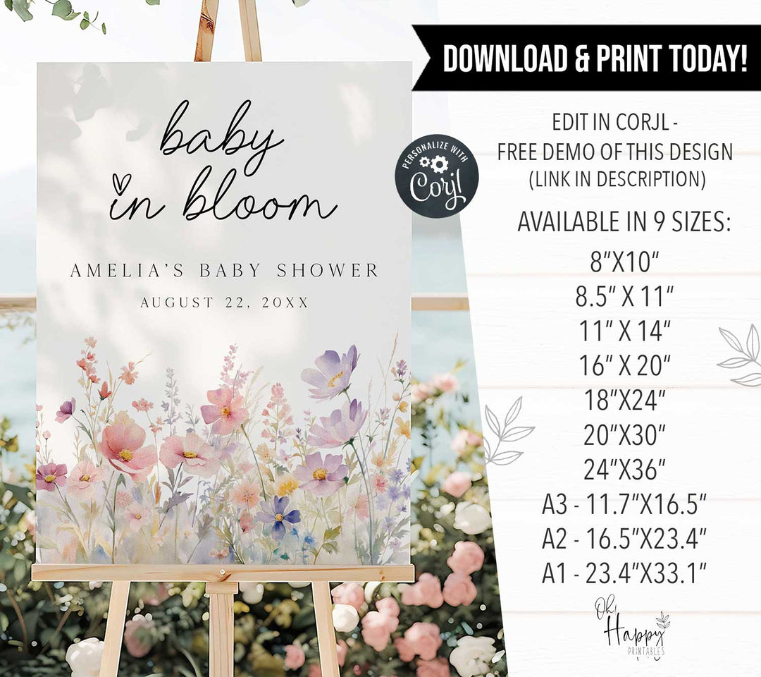Baby In Bloom Meadow Welcome Sign