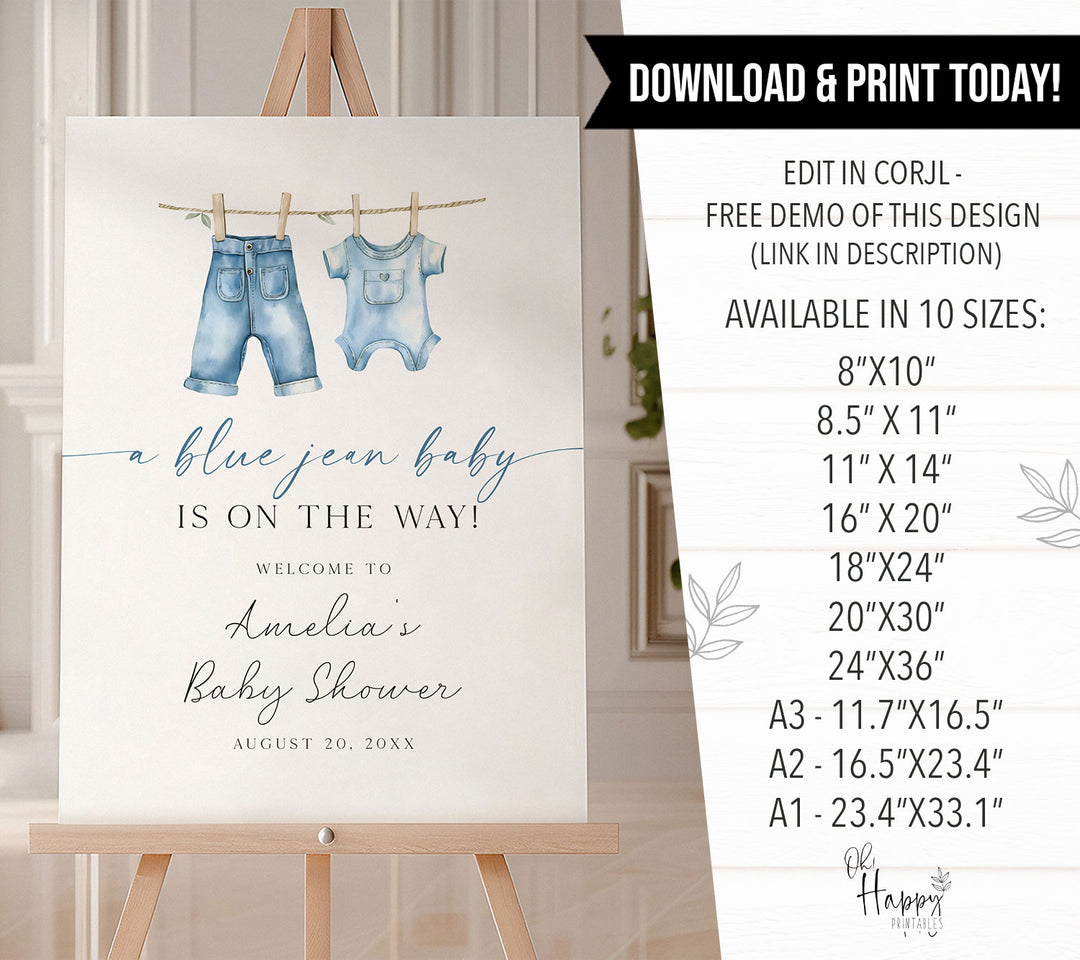 Blue Jean Baby Modern Welcome Sign