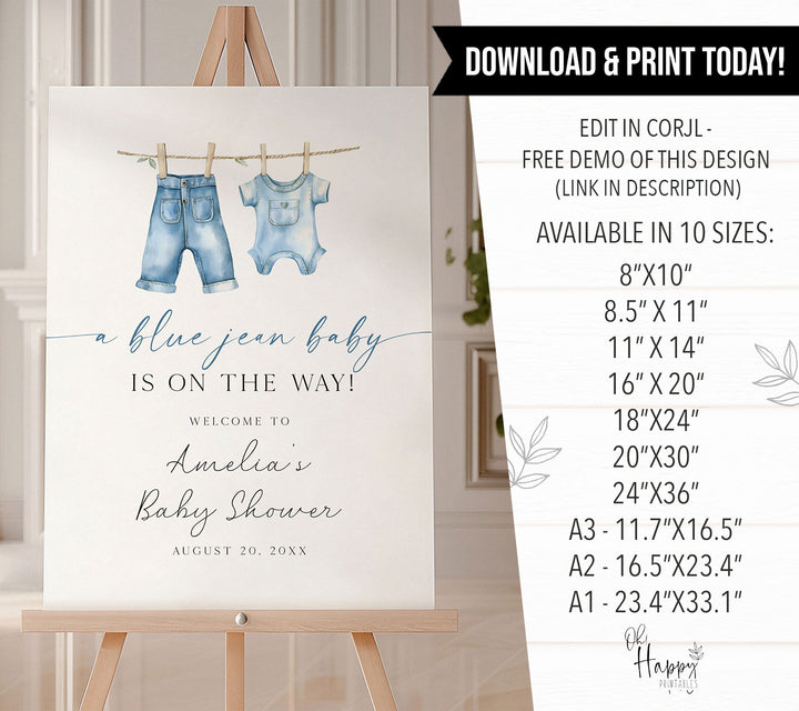 Blue Jean Baby Modern Welcome Sign