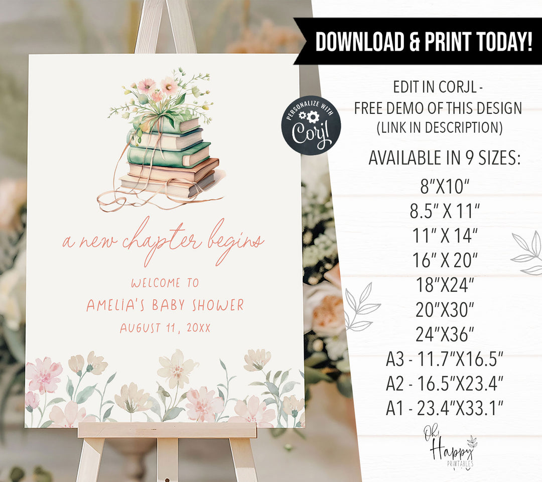 Pink Floral New Chapter Welcome Sign