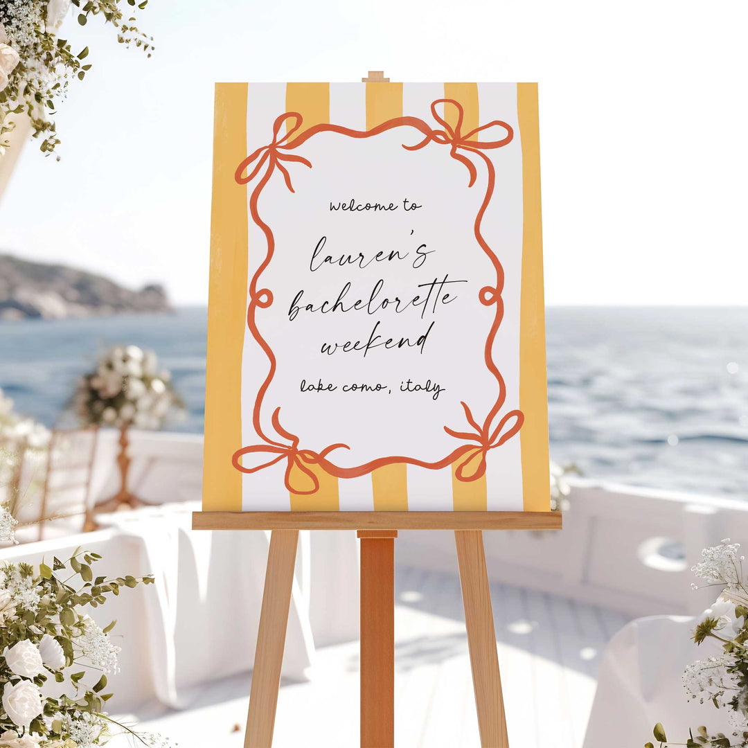Ciao Bella Striped Bridal Shower Welcome Sign