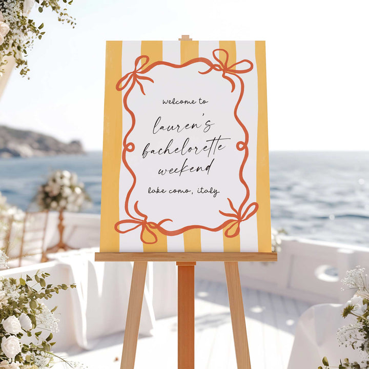 Ciao Bella Striped Bridal Shower Welcome Sign