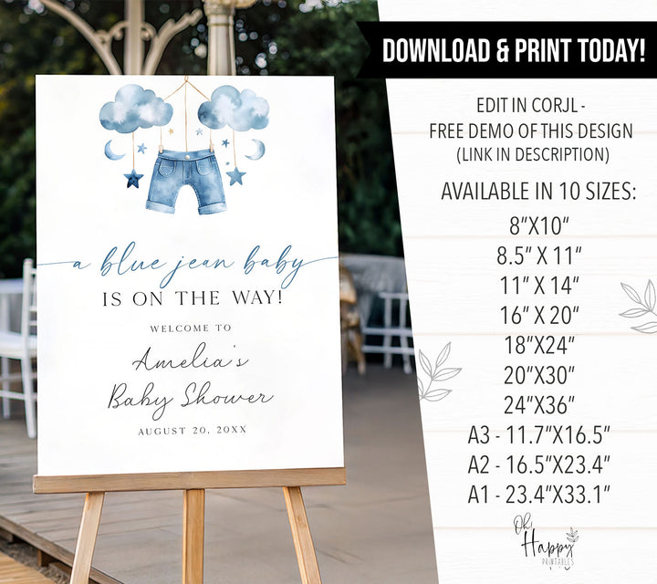 Blue Jean Baby Mobile Welcome Sign