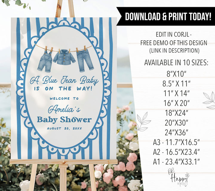 Blue Jean Baby Whimsical Welcome Sign