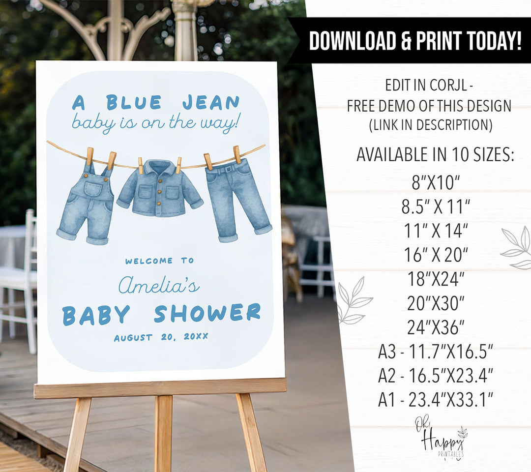 Blue Jean Baby Bubble Welcome Sign