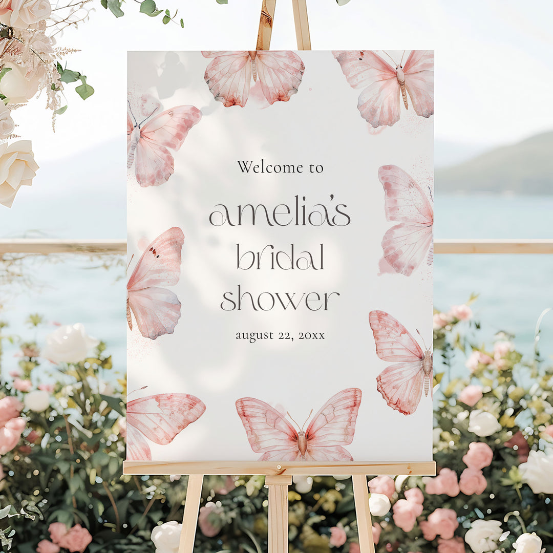 Simple Pink Lifetime Of Butterflies Welcome Sign