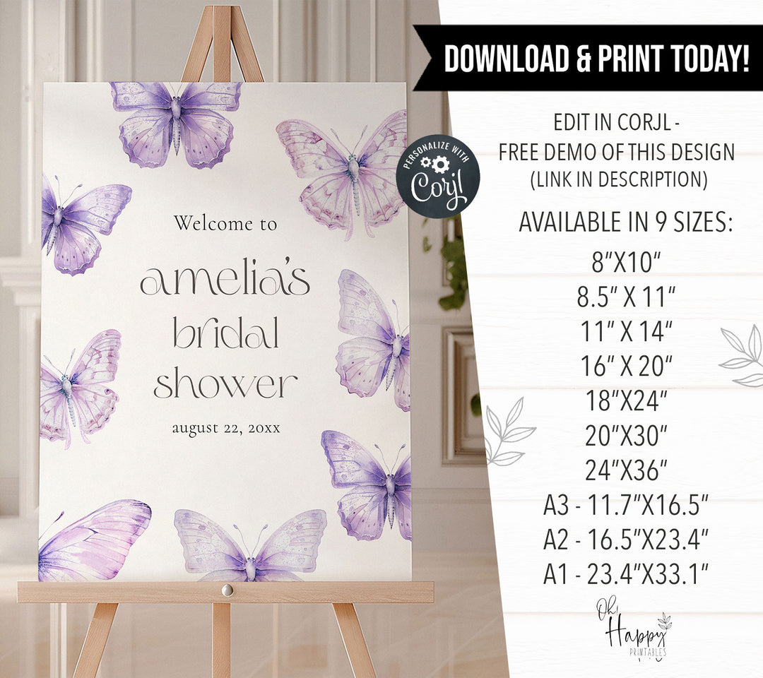 Simple Purple Lifetime Of Butterflies Welcome Sign