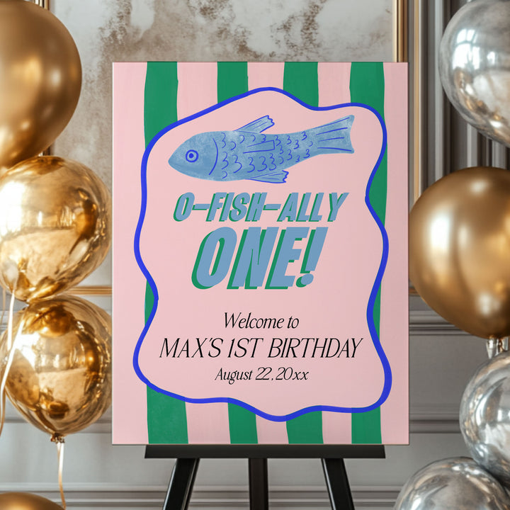 O-Fish-Ally One Wavy Striped Welcome Sign