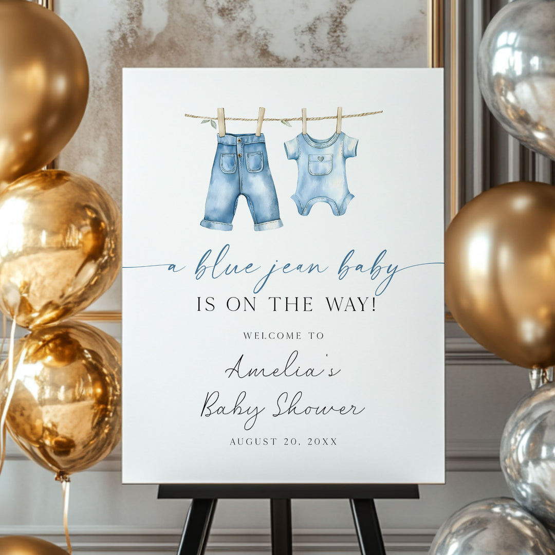 Blue Jean Baby Modern Welcome Sign
