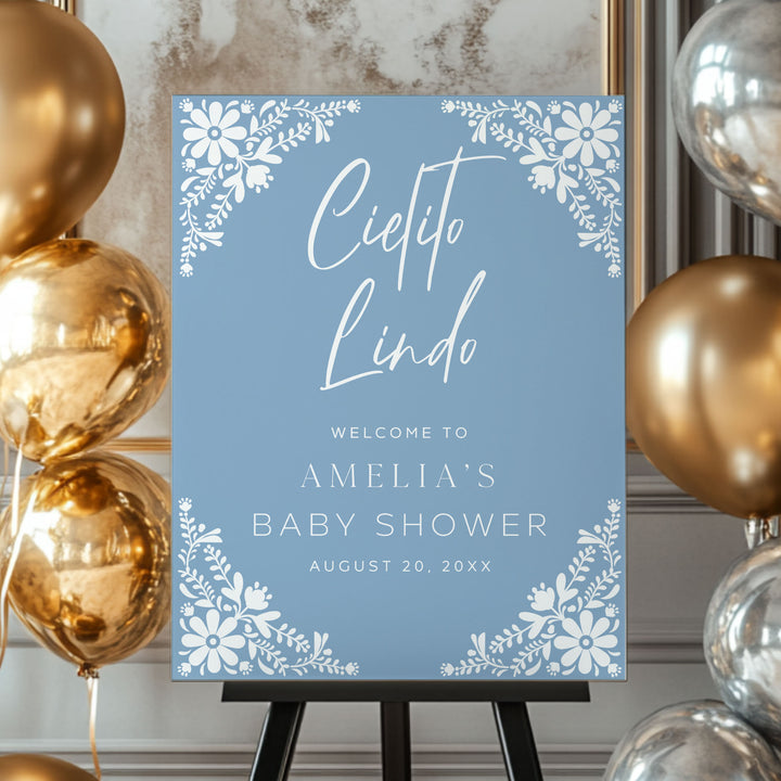 Cielito Lindo Blue Baby Shower Welcome Sign