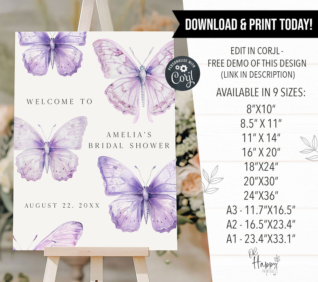 Purple Lifetime Of Butterflies Welcome Sign