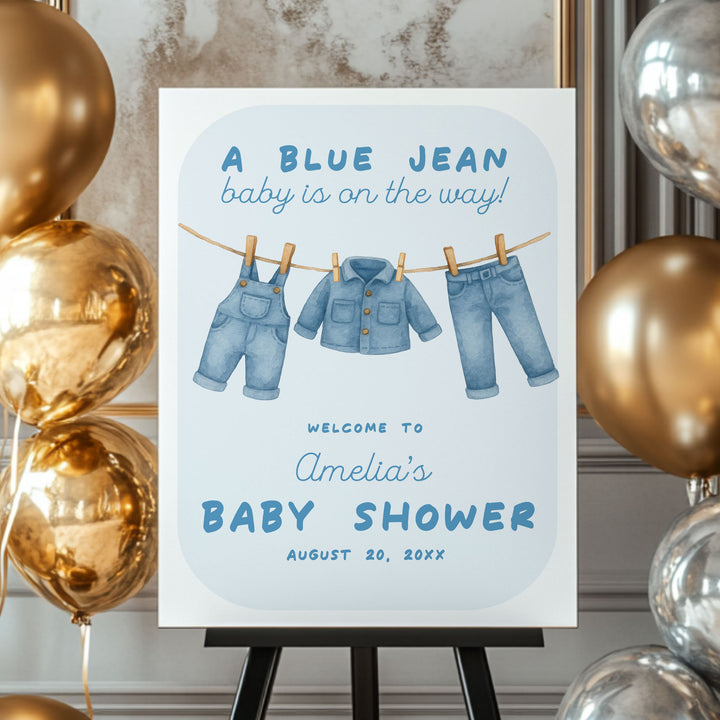 Blue Jean Baby Bubble Welcome Sign