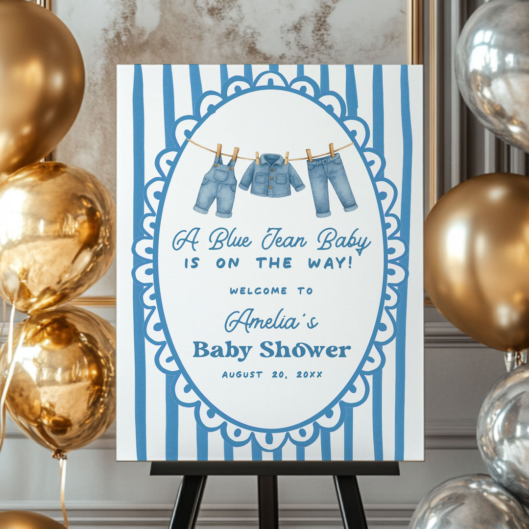 Blue Jean Baby Whimsical Welcome Sign