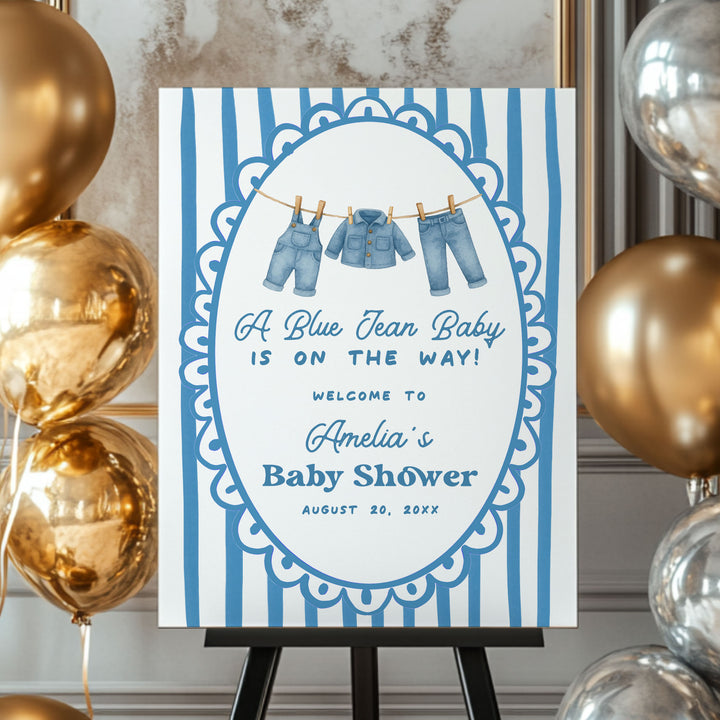 Blue Jean Baby Whimsical Welcome Sign