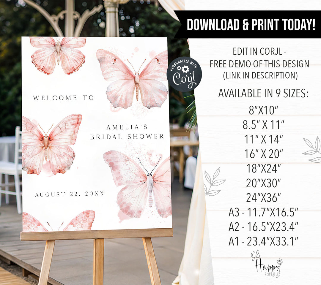 Pink Lifetime Of Butterflies Welcome Sign