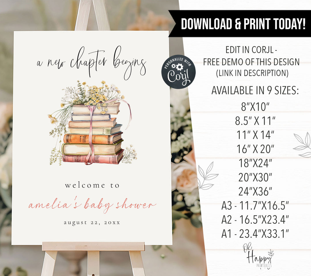 Simple Floral New Chapter Welcome Sign Editable Template ...