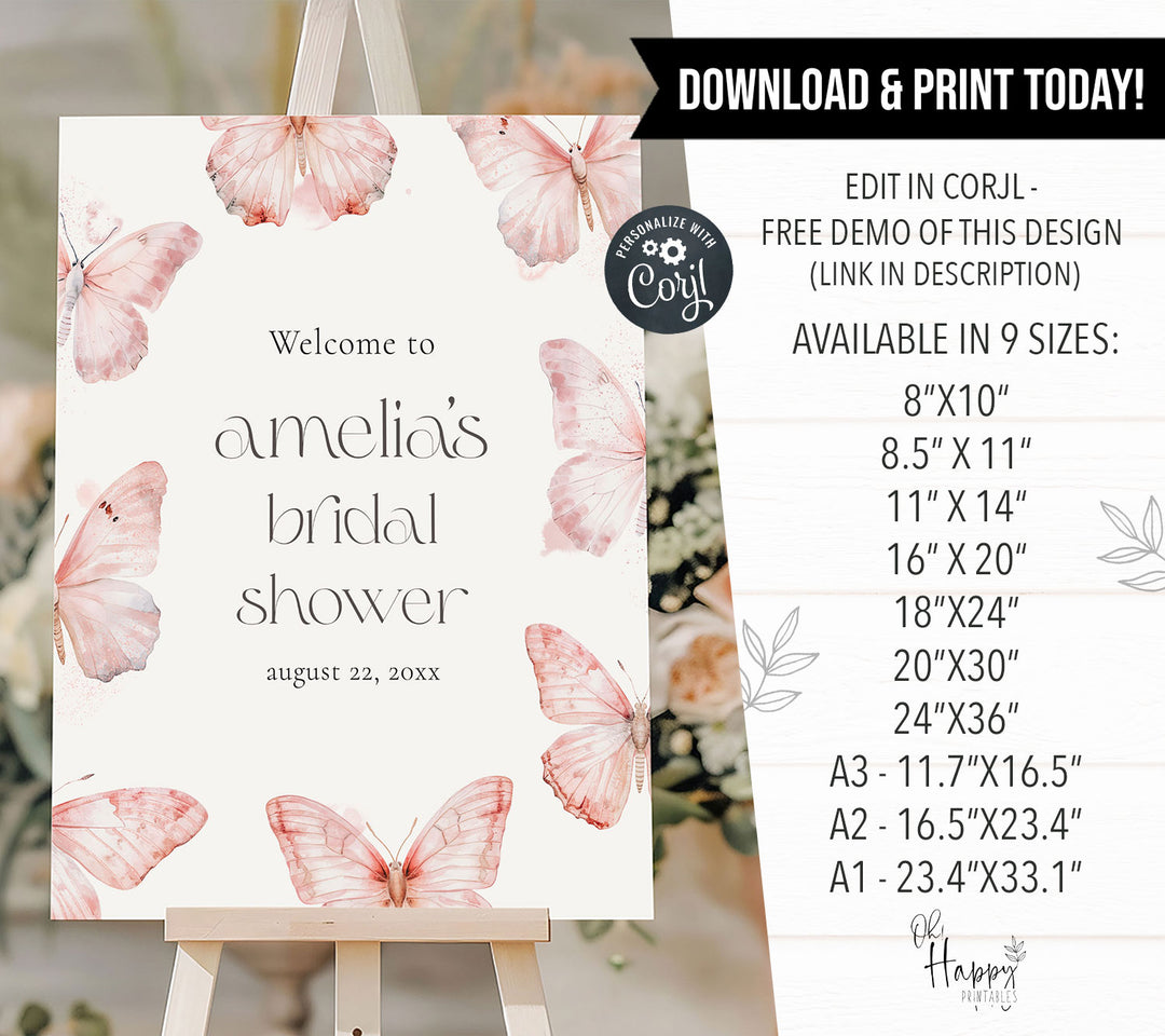 Simple Pink Lifetime Of Butterflies Welcome Sign