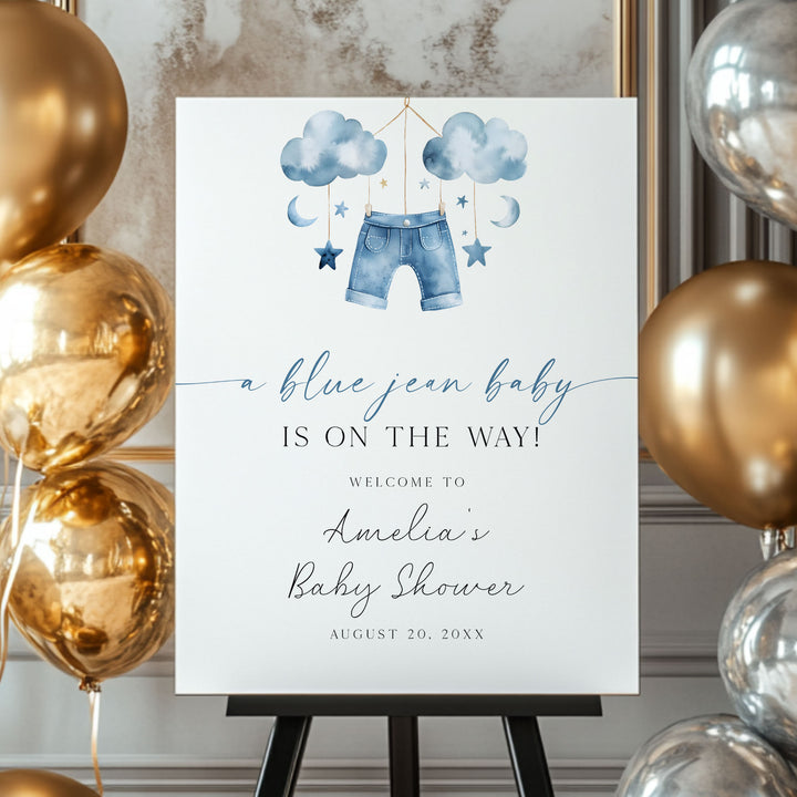 Blue Jean Baby Mobile Welcome Sign