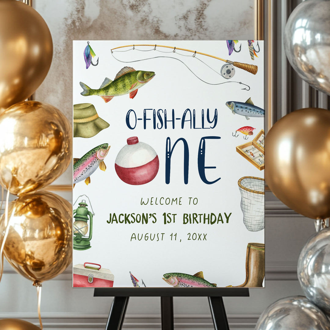 Offish Sign O-Fish-Ally One Fishing Border Editable Welcome Sign Template ...