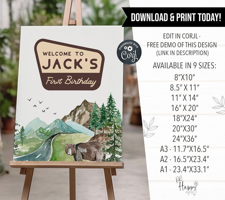 One Happy Camper Watercolour Welcome Sign