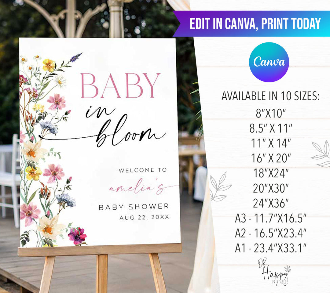Baby In Bloom Border Welcome Sign