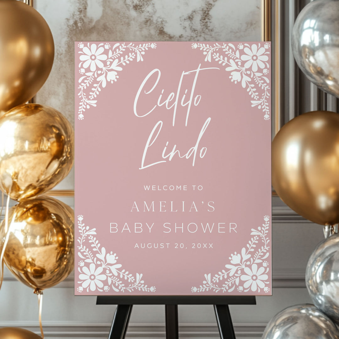 Cielito Lindo Pink Baby Shower Welcome Sign