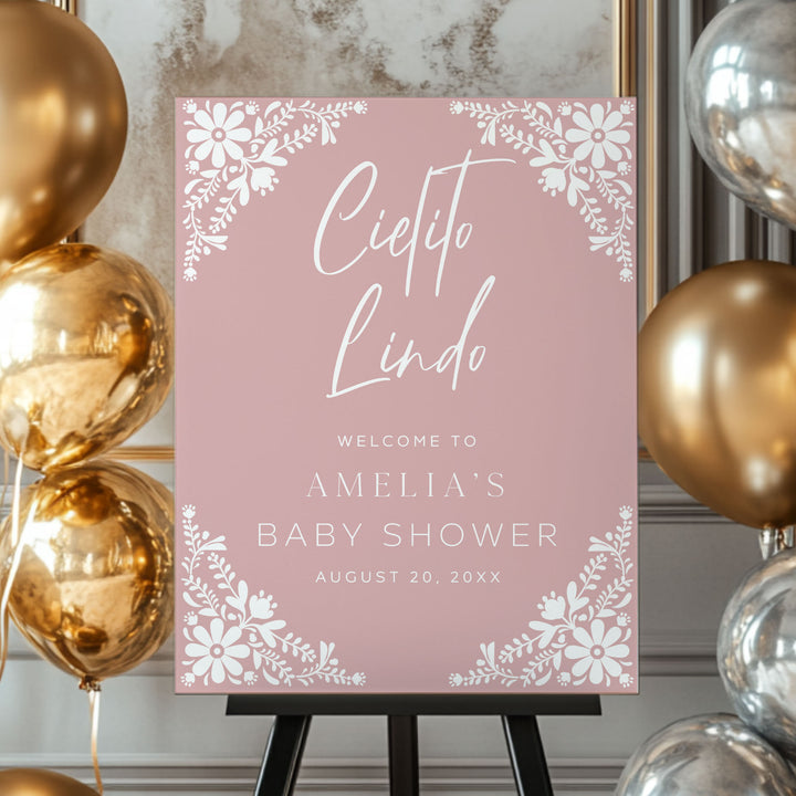 Cielito Lindo Pink Baby Shower Welcome Sign