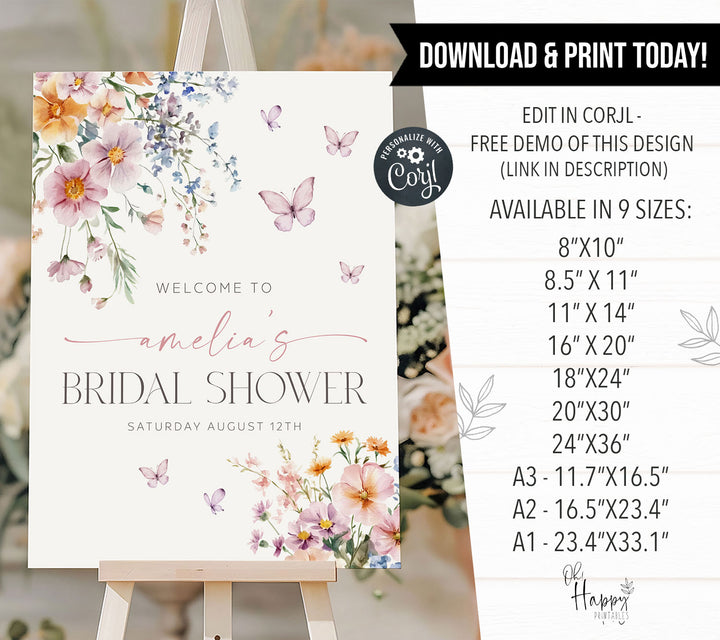 Wildflower Floral Lifetime Of Butterflies Welcome Sign