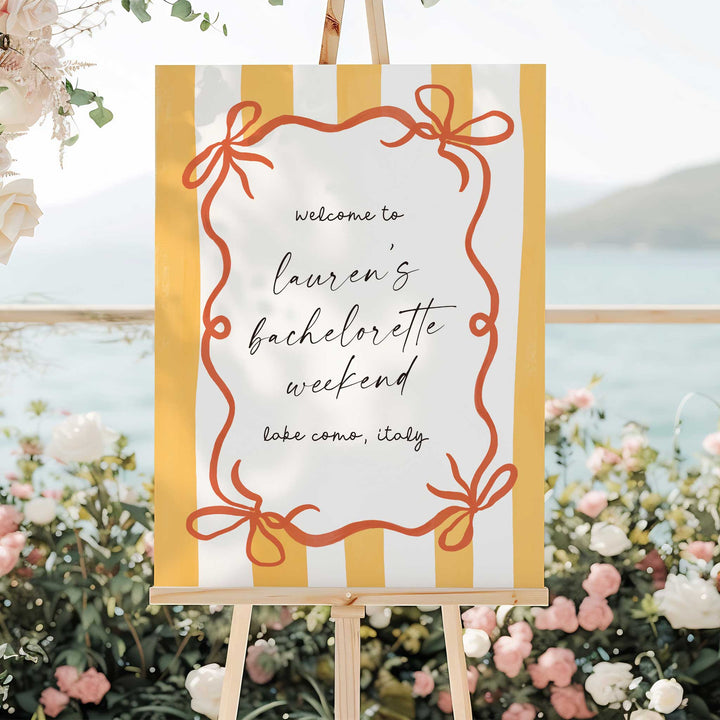 Ciao Bella Striped Bridal Shower Welcome Sign