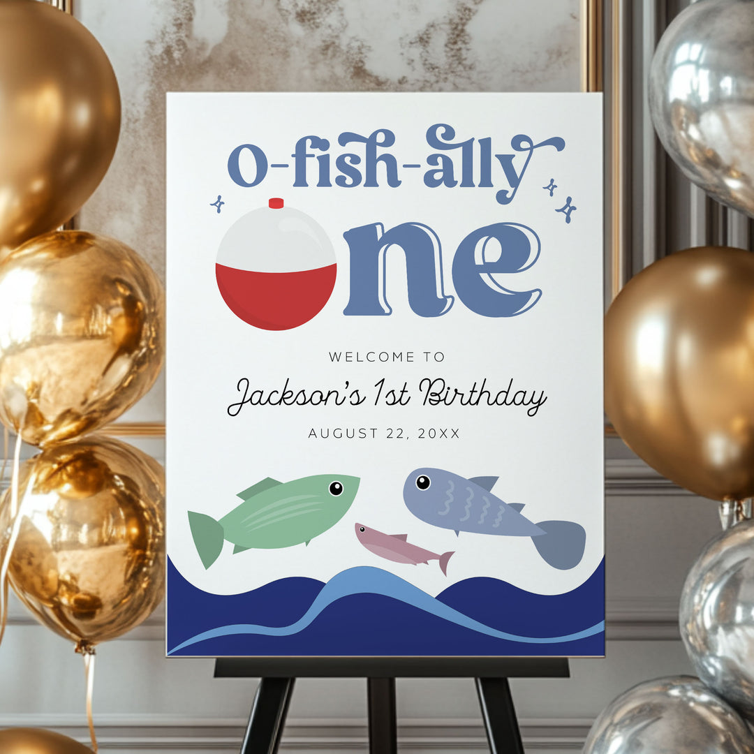 O-Fish-Ally One Retro Brithday Welcome Sign