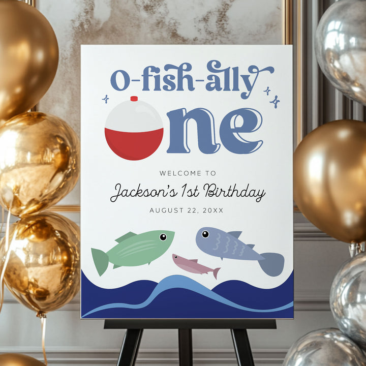 O-Fish-Ally One Retro Brithday Welcome Sign