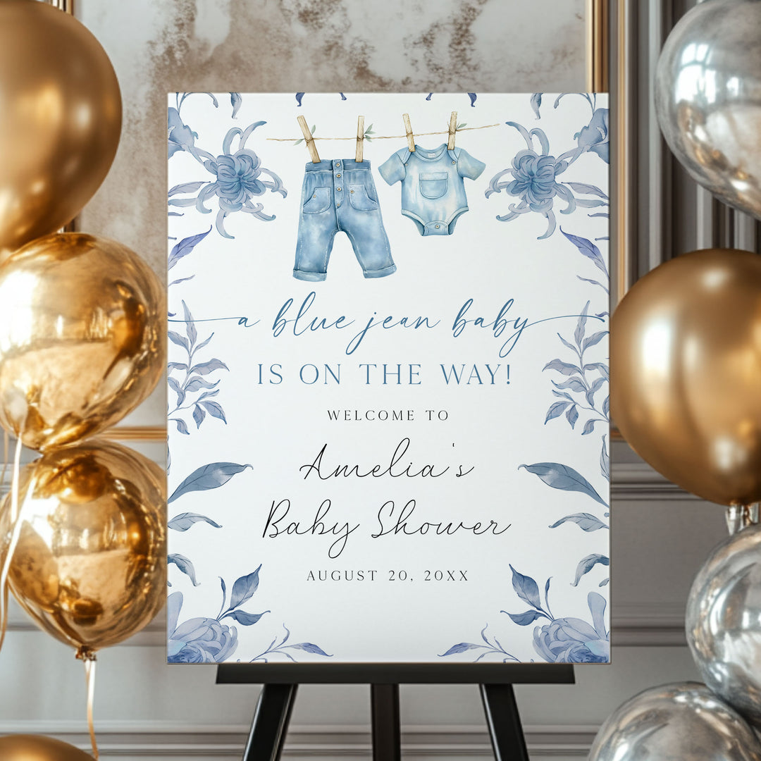 Blue Jean Baby Floral Welcome Sign