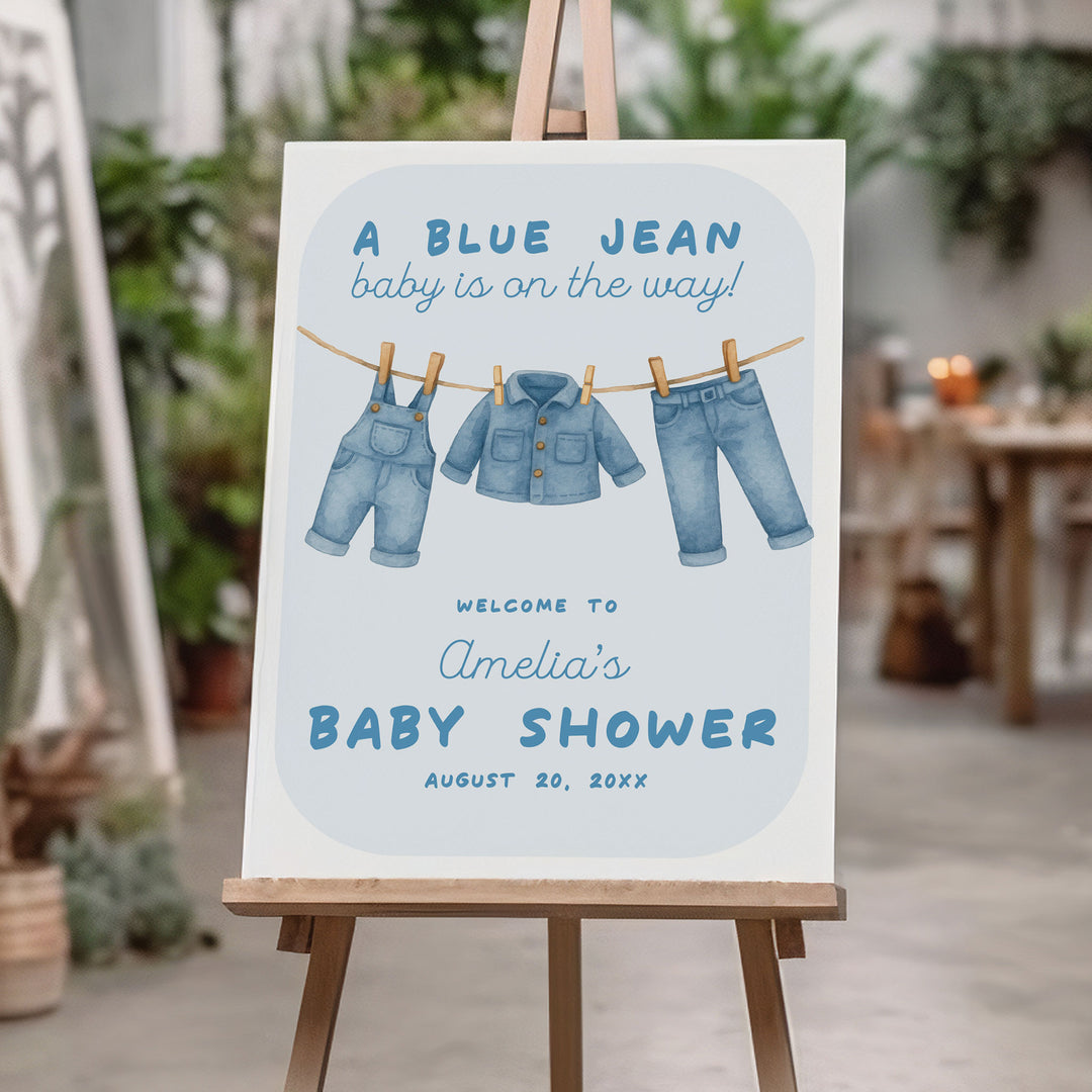 Blue Jean Baby Bubble Welcome Sign