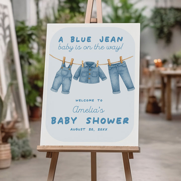Blue Jean Baby Bubble Welcome Sign