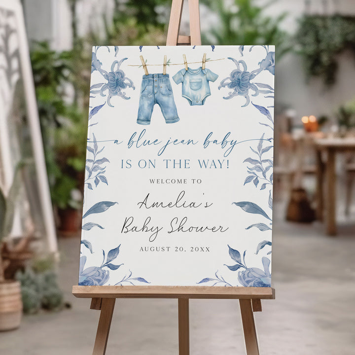 Blue Jean Baby Floral Welcome Sign