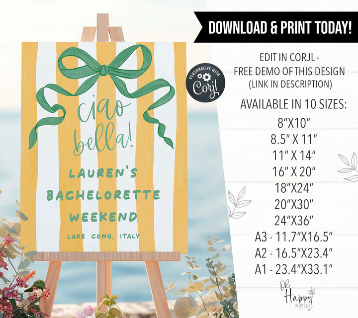 Italian Yellow Bridal Shower Welcome Sign