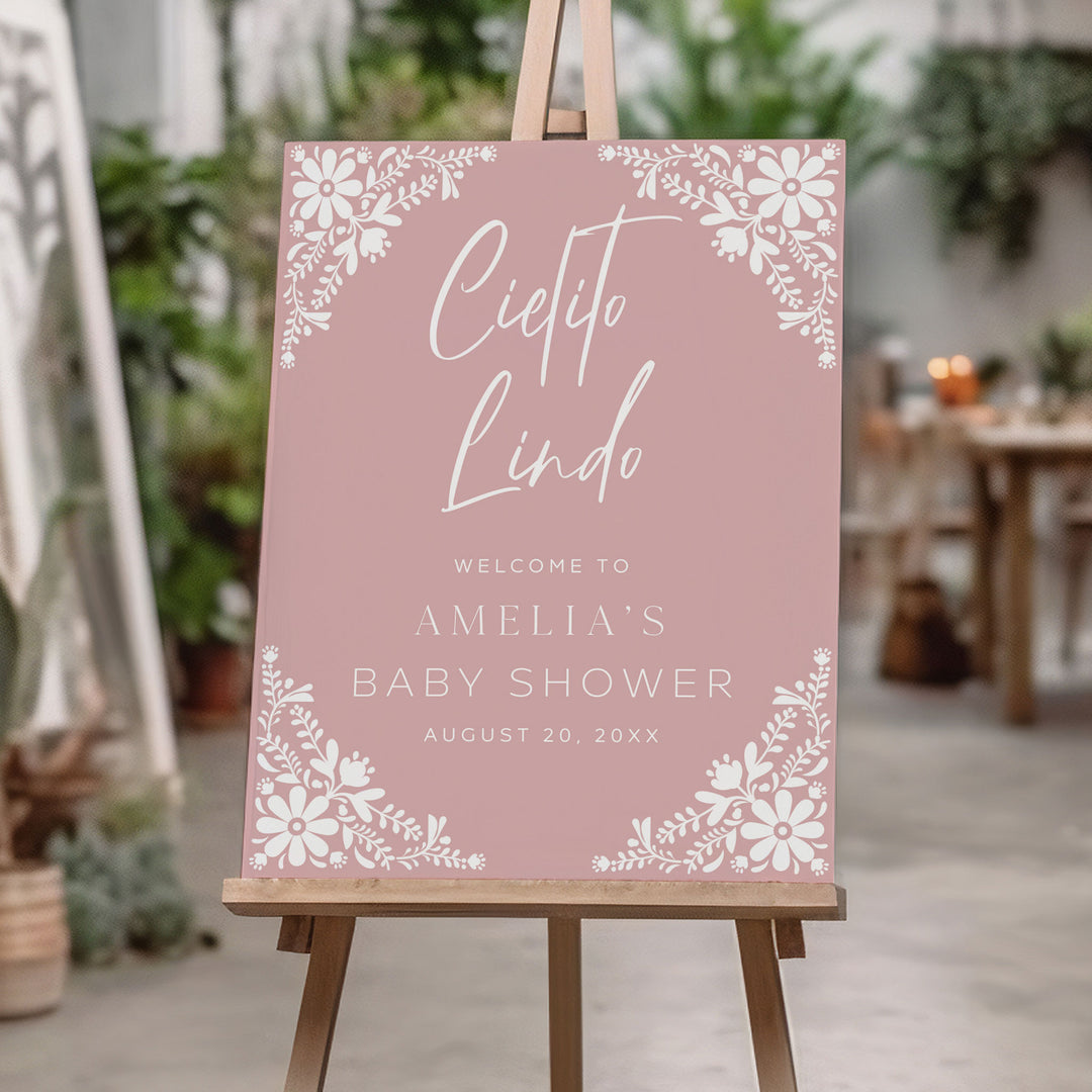 Cielito Lindo Pink Baby Shower Welcome Sign
