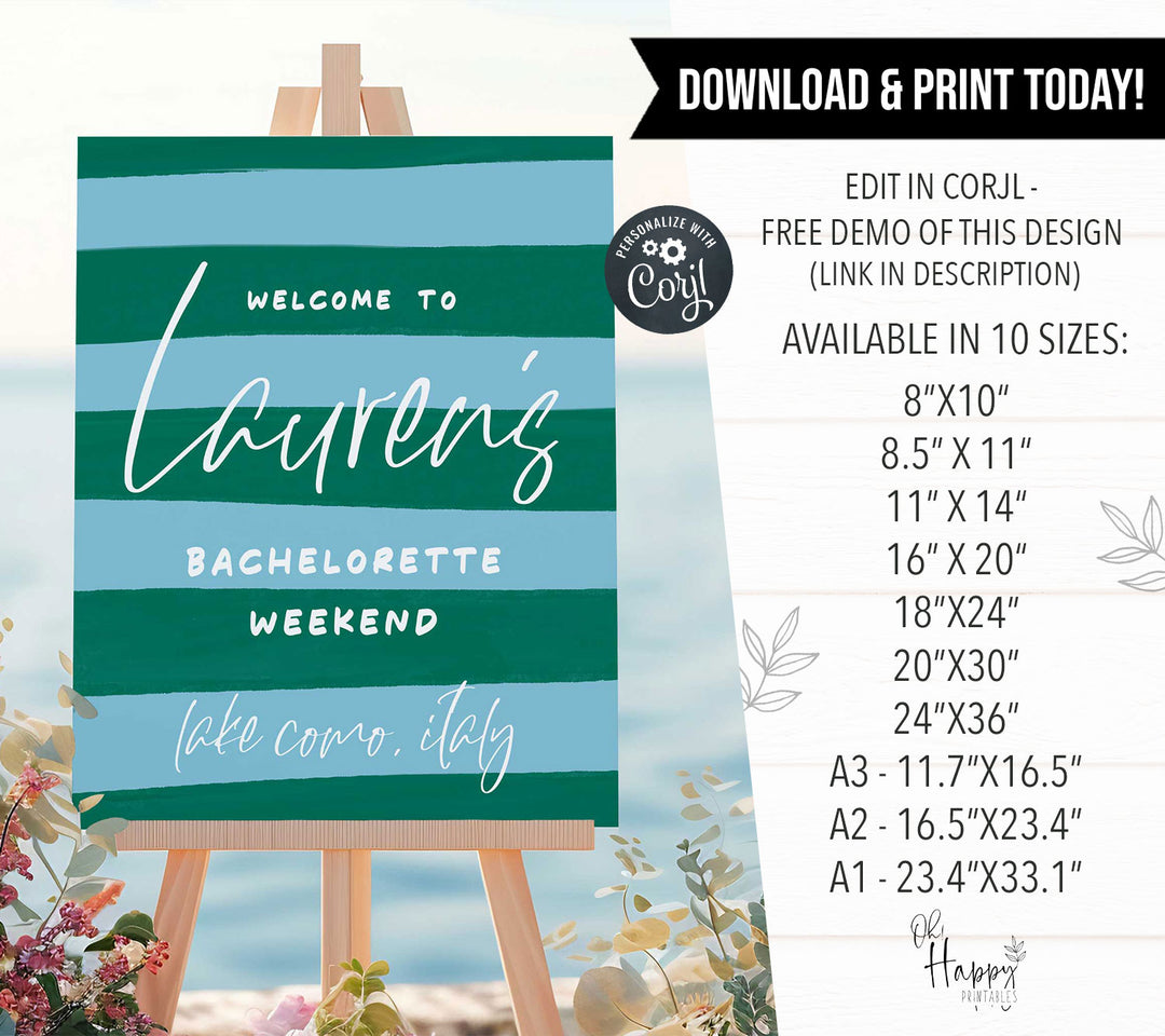 Lake Como Bachelorette Welcome Sign