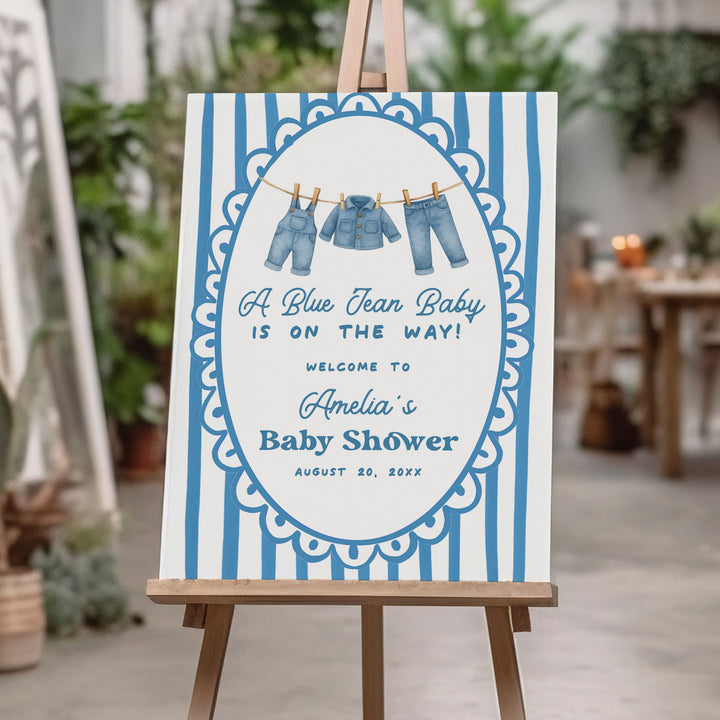 Blue Jean Baby Whimsical Welcome Sign