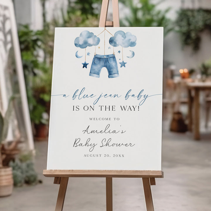 Blue Jean Baby Mobile Welcome Sign