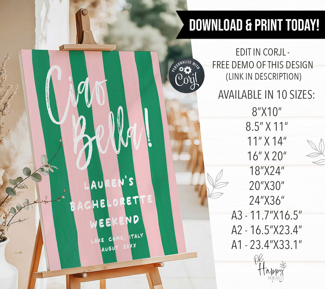 Italian Summer Bachelorette Welcome Sign