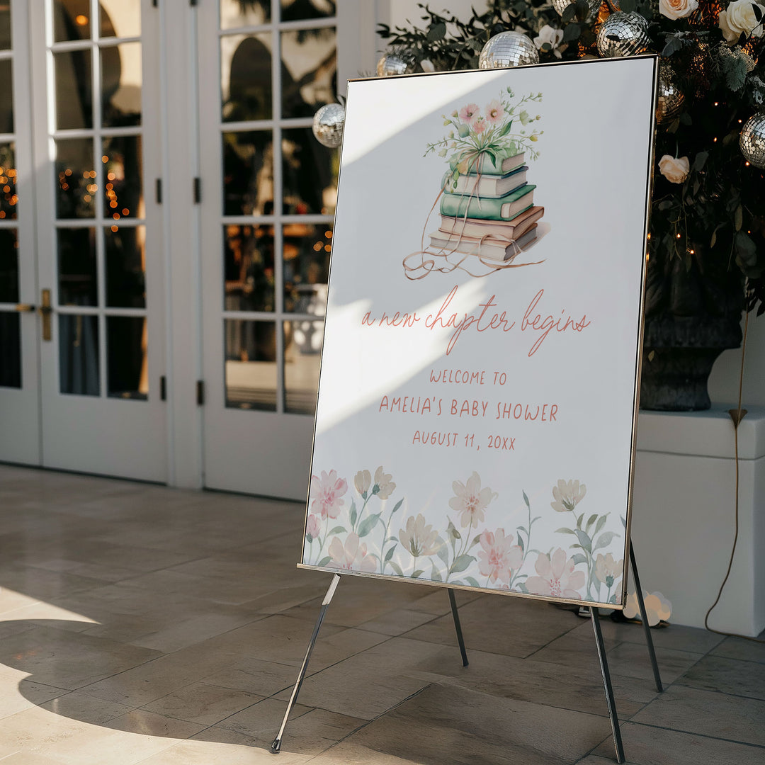 Pink Floral New Chapter Welcome Sign