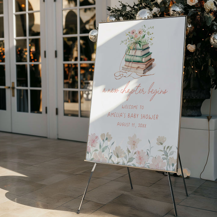 Pink Floral New Chapter Welcome Sign