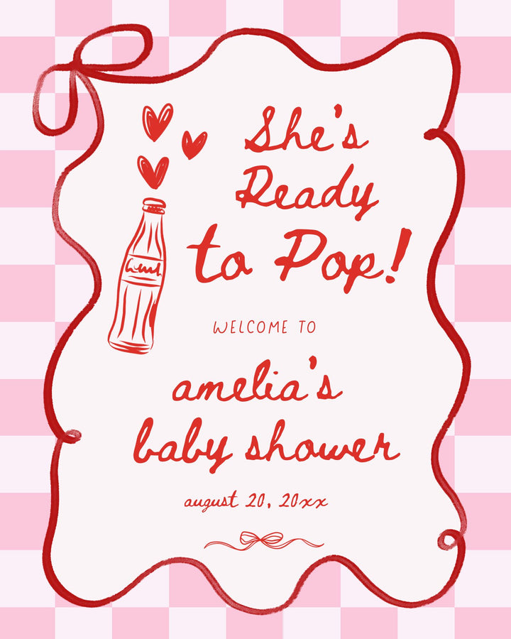 Pink Retro Ready To Pop Welcome Sign