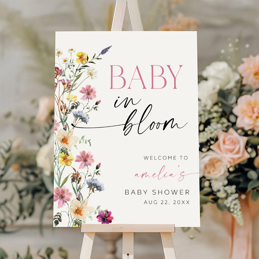 Baby In Bloom Border Welcome Sign